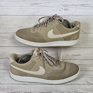 Nike Court Vision Low Mens Size 11 Beige White Athletic Leather Shoes Sneakers